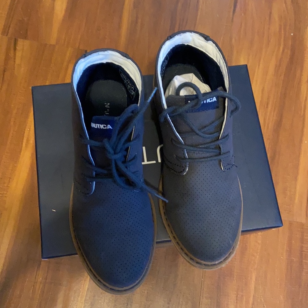 Navy blue suede lace up boot - Picture 9 of 9